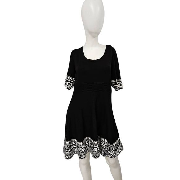 Nina Leonard Black and White Midi Dress - Picture 1 of 10